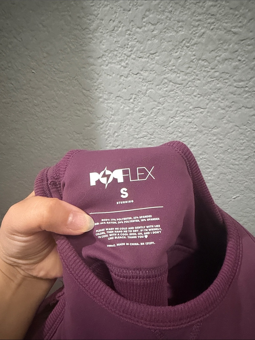 Popflex sweat sesh crop top in plum size small - Picture 3 of 3